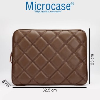 Microcase AL3765 13.3 inç Kapitone Deri Su Geçirmez Kılıf Laptop Çantası Kahverengi