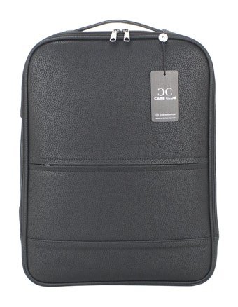 Case Club 15.6 inç Suni Deri Su Geçirmez Sırt Laptop Çantası Siyah