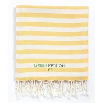 Green Petition Mare Ochre Pamuklu Plaj Havlusu Beyaz Sarı