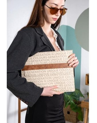 Dk Leather 13-13.3-14 inç Deri Su Geçirmez Kılıf Laptop Çantası Krem