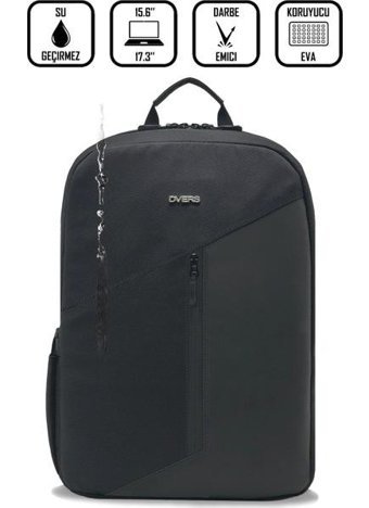 D'Vers 15.6 inç Kumaş Su Geçirmez Sırt Laptop Çantası Siyah