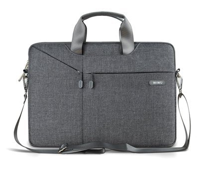 Wiwu 15.6 inç Polyester Su Geçirmez El-Omuz Laptop Çantası Gri