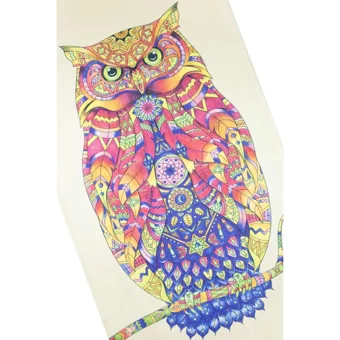 Bross Baykuş Pamuklu Plaj Havlusu Sarı