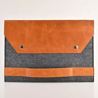 Dk Leather 16 inç Deri Su Geçirmez El-Omuz Laptop Çantası Gri-Taba