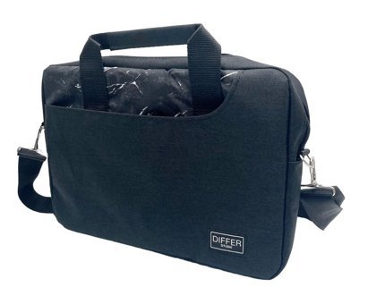 Differ Studio Mermer Desenli 13-14.9 inç Kumaş Su Geçirmez El-Omuz Laptop Çantası Siyah