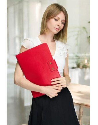 Terzi Bey 13-14 inç Deri Su Geçirmez Kılıf Laptop Çantası Kırmızı