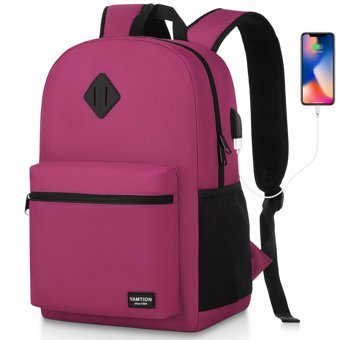 Yamtion 15.6 inç Polyester Su Geçirmez Sırt Laptop Çantası Pembe