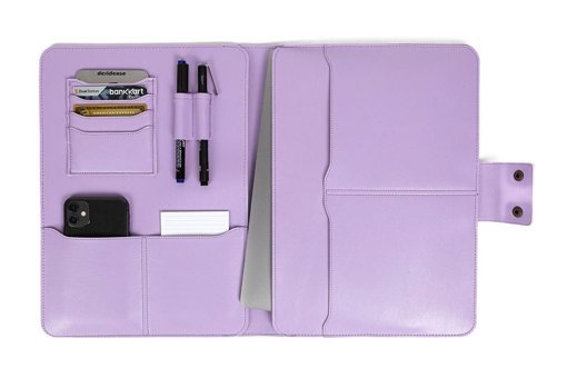 Deridense 13-14 inç Vegan Deri Su Geçirmez El-Omuz Laptop Çantası Lila