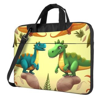 VducK Dinozor Desenli 15.6 inç Oxford Kumaş Su Geçirmez El-Omuz Laptop Çantası Siyah