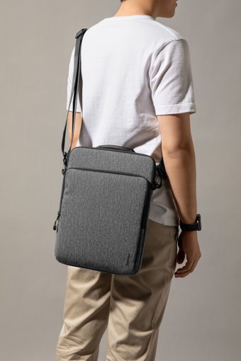 Tomtoc Defenderace A03D3G3 13-14.9 inç Polyester Su Geçirmez El-Omuz Laptop Çantası Gri
