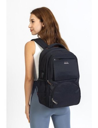 Case Club 13.3-14 inç Kumaş Su Geçirmez Sırt Laptop Çantası Siyah
