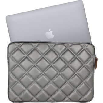 Case Club 15.6 inç Suni Deri Su Geçirmez Kılıf Laptop Çantası Gri