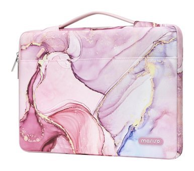 Mosiso 15-15.6 inç Polyester Su Geçirmez El-Omuz Laptop Çantası Pembe