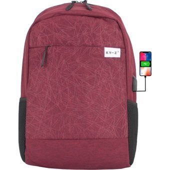 Case Club 15.6 inç Kumaş Su Geçirmez Sırt Laptop Çantası Bordo