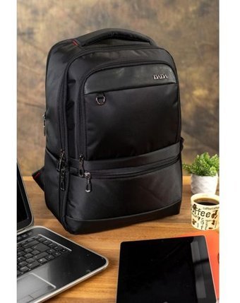 Case Club Körüklü 15.6 inç Kumaş Su Geçirmez Sırt Laptop Çantası Siyah