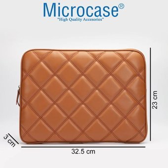 Microcase AL3765 13 inç Kapitone Deri Su Geçirmez Kılıf Laptop Çantası Taba
