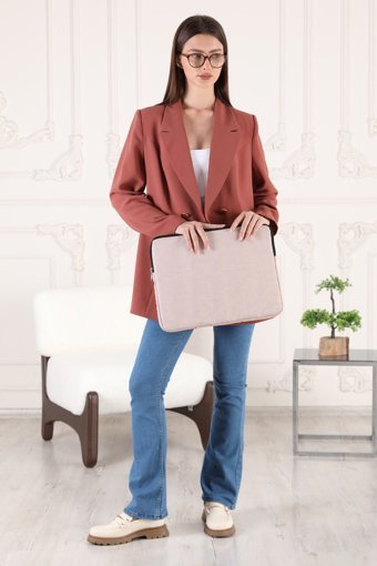 The Moda West 16 inç Kumaş Su Geçirmez Kılıf Laptop Çantası Bej