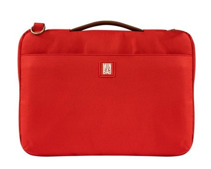 Minbag Lora 13 inç Polyester Su Geçirmez El-Omuz Laptop Çantası Kırmızı