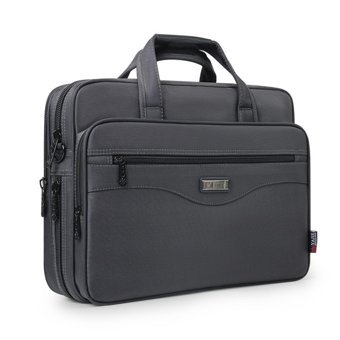 Cicilin 3293 15.6 inç Polyester Su Geçirmez El-Omuz Laptop Çantası Gri-Siyah