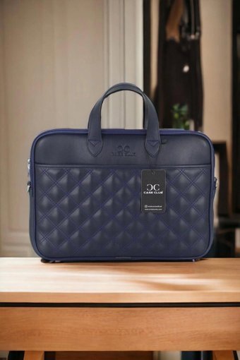 Morca 13.3-14 inç Suni Deri Su Geçirmez El-Omuz Laptop Çantası Lacivert