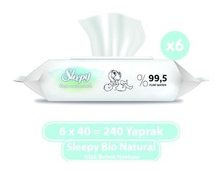 Sleepy Bio Natural Antibakteriyel 40 Yaprak 6'lı Islak Mendil
