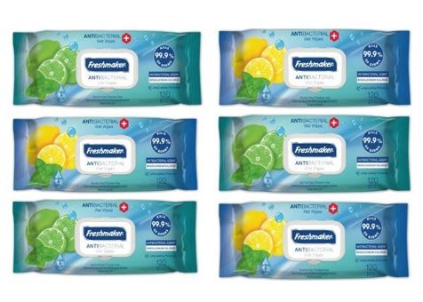 Freshmaker Antibakteriyel Antibakteriyel 120 Yaprak 6'lı Islak Mendil