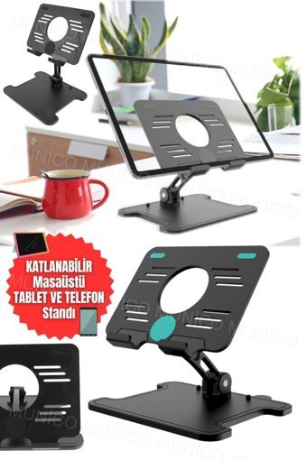 Gaggani Ayarlanabilir Ayaklı Masaüstü Tablet Standı Siyah