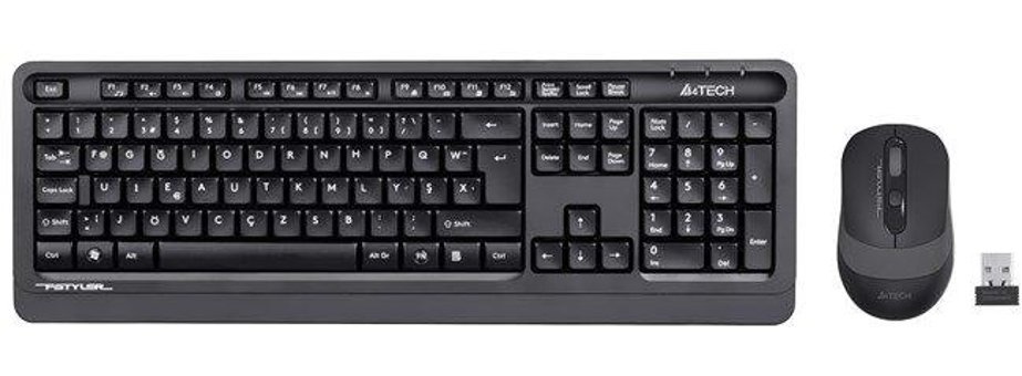 A4 Tech Fg1010 Ergonomik Siyah Kablosuz Klavye Mouse Seti