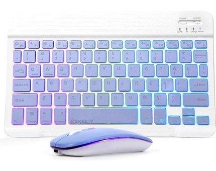 Lenovo Tab M9 Tüm Seri Işıklı Gri Kablosuz Klavye Mouse Seti