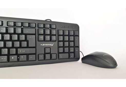 Avensy Ergonomik Siyah Kablolu Klavye Mouse Seti