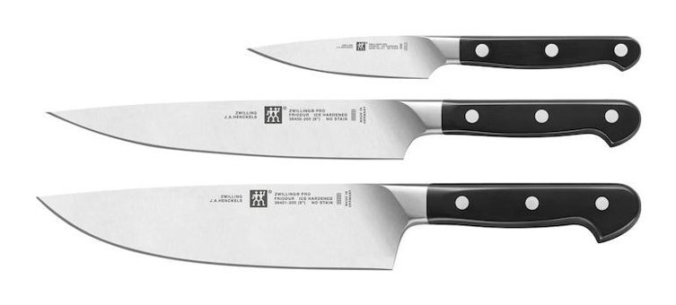 Zwilling 384300070 Pro Çelik-Plastik Saplı Çelik Gövdeli 3 Parça Mutfak Bıçağı Seti