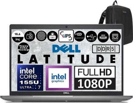Dell Latitude 5550 N021L555015EMEAP15 Dahili Graphics Intel Core Ultra 7 155U 64 GB Ram 4 TB SSD 15.6 inç Full HD Windows 11 Pro Laptop