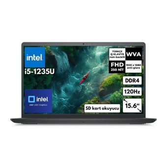 Dell Inspiron 3520 I352010030U BT91 Dahili Intel UHD Graphics Intel Core i5 1235U 8 GB Ram 256 GB SSD 15.6 inç Full HD Windows 11 Pro Laptop