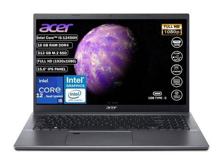 Acer Aspire NX.KN4EY.002 Dahili UHD Graphics Intel Core i5 12450H 16 GB Ram 512 GB SSD 15.6 inç Full HD Freedos Laptop
