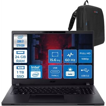 Acer Travelmate P2 TMP215 5477EJP04 Dahili Intel Iris Xe Graphics Intel Core i7 1255U 24 GB Ram 1 TB SSD 15.6 inç Full HD Windows 11 Pro Laptop