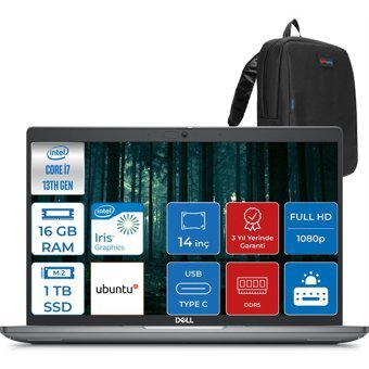 Dell Latitude 5440 544014EMEAVPU02 Dahili Iris Xe Graphics Eligible Intel Core i7 1370P 16 GB Ram 1 TB SSD 14 inç Full HD Ubuntu Laptop + Zetta Çanta