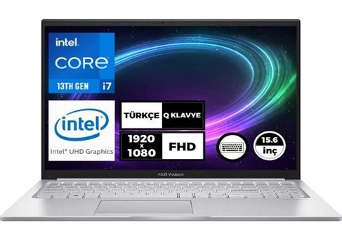 Asus Vivobook 15 X1504VA-NJ412 Dahili Iris Xe Graphics Eligible Intel Core i7 1355U 8 GB Ram 512 GB SSD 15.6 inç Full HD Freedos Laptop