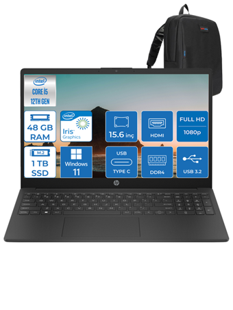 Hp 15-FD0042NT B17DBEAWH18 Dahili Intel Iris Xe Graphics Intel Core i5 1334U 48 GB Ram 1 TB SSD 15.6 inç Full HD Windows 11 Home Laptop