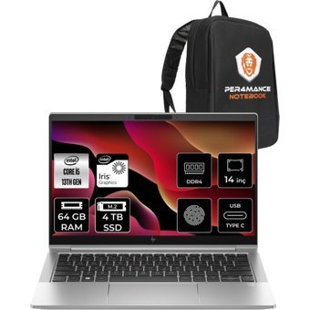Hp EliteBook 640 G10 8A572EAP350 Dahili Iris Xe Graphics Eligible Intel Core i5 1335U 64 GB Ram 4 TB SSD 14 inç Full HD Freedos Laptop + PER4 Çanta