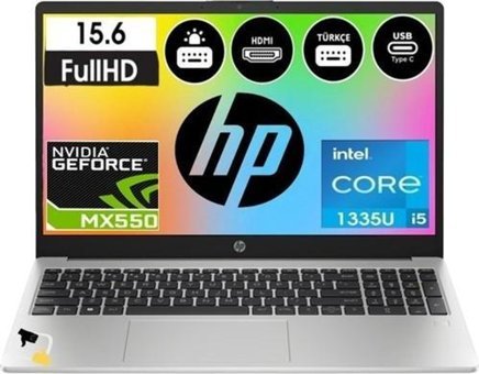 Hp 250 G10 8A539EA Harici GeForce MX 550 Intel Core i5 1335U 32 GB Ram 1 TB SSD 15.6 inç Full HD Freedos Laptop + Snertech Çanta