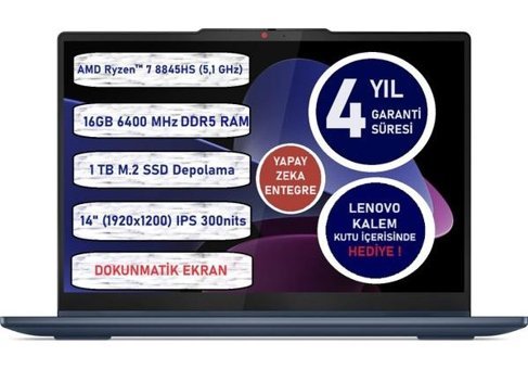 Lenovo IdeaPad 5 2-in-1 14AHP9 83DR0039TR Harici AMD Radeon 780M AMD Ryzen 7 8845HS 16 GB Ram 1 TB SSD 14 inç Full HD Freedos Dokunmatik Laptop