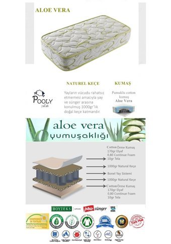 Pooly Aloe Vera Dikdörtgen Sünger Ortopedik 80x130 cm Beşik Yatağı