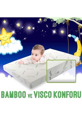 Heyner Bamboo Dikdörtgen Visco Ortopedik Portatif 70x120 cm Oyun Parkı Yatağı