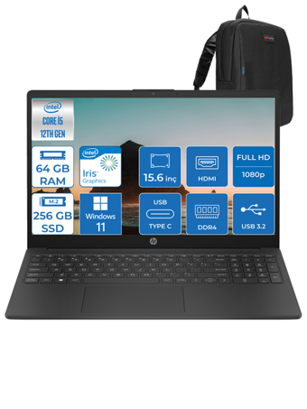 Hp 15-FD0042NT B17DBEAWP20 Dahili Intel Iris Xe Graphics Intel Core i5 1334U 64 GB Ram 256 GB SSD 15.6 inç Full HD Windows 11 Pro Laptop