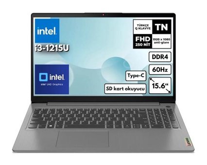 Lenovo IdeaPad 3 15IAU7 82RK018HTXBT53 Dahili UHD Graphics Intel Core i3 1215U 4 GB Ram 2 TB SSD 15.6 inç Full HD Windows 11 Pro Laptop