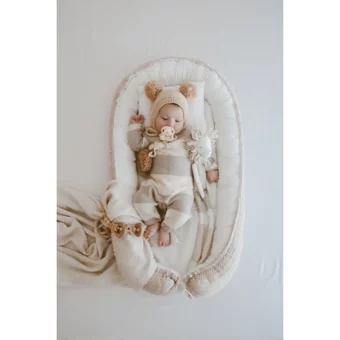 Dery Baby Babynest Oval Pamuk Portatif Katlanır 50x90 cm Oyun Parkı Yatağı