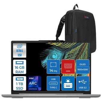 Lenovo IdeaPad Slim 5 83DA0078TRF02 Dahili ARC Graphics Intel Core Ultra 5 125H 16 GB Ram 1 TB SSD 14 inç WUXGA Freedos Laptop + Zetta Çanta