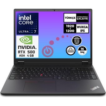 Lenovo ThinkPad P16V Gen2 21KYS03CTX 026 Harici GeForce RTX 500 Ada Intel Core Ultra 7 155H 64 GB Ram 4 TB SSD 16 inç WUXGA Freedos Laptop