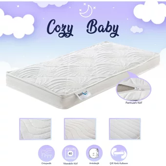 Mavi Ay Yatak Cozy Dikdörtgen Sünger Ortopedik Portatif Katlanır 60x120 cm Beşik Yatağı
