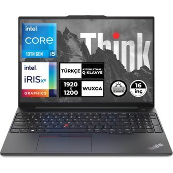 Lenovo ThinkPad E16 Gen1 21JQS1TTZX016 Dahili Iris Xe Graphics Eligible Intel Core i5 1335U 8 GB Ram 512 GB SSD 16 inç WUXGA Windows 11 Pro Laptop